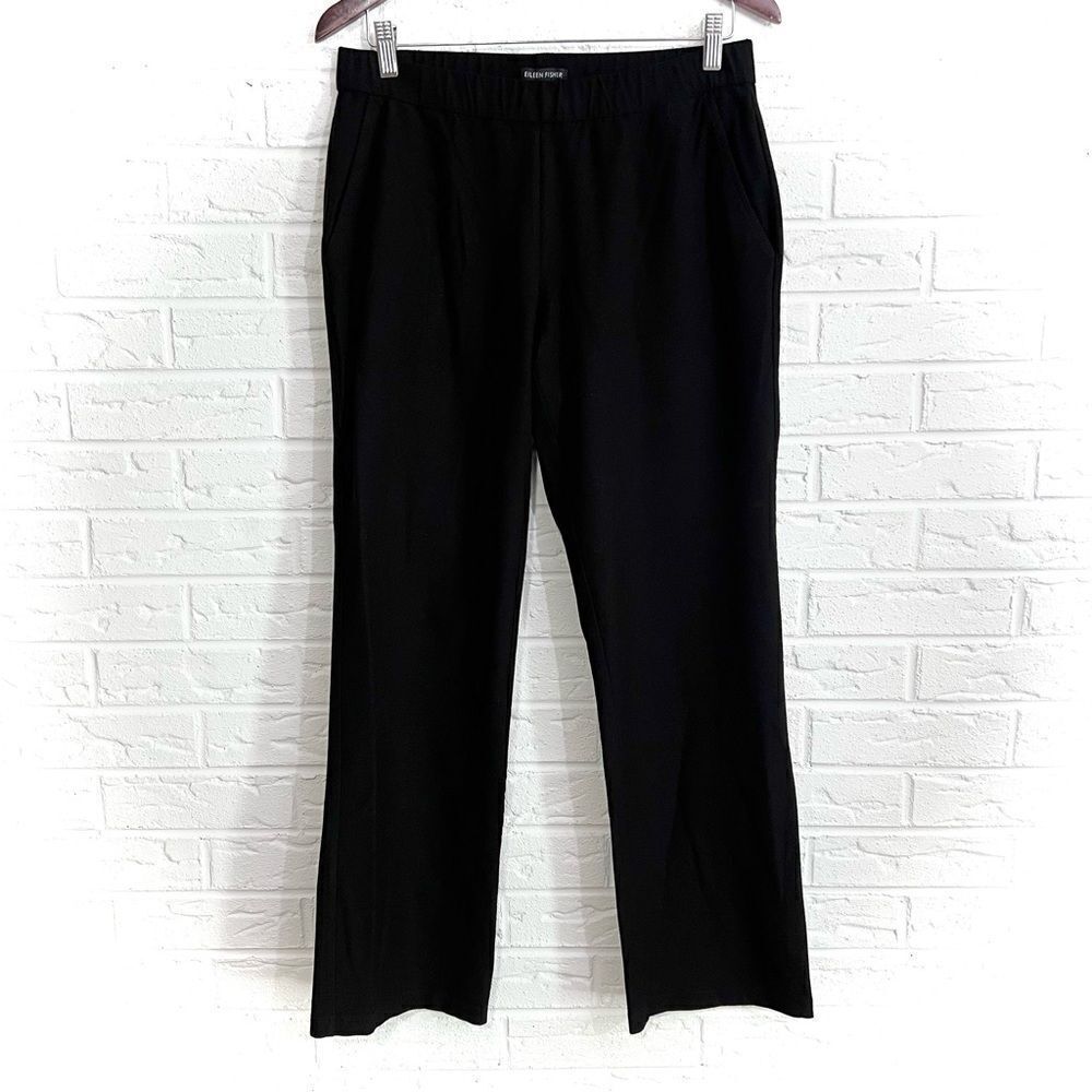 Eileen Fisher System Stretch Crepe Slim Ankle Pants Black Size Medium